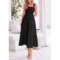 thumbnail image 3 of Vestido PRETTYGARDEN para mujer, midi, fruncido, de verano, negro, 3 of 9