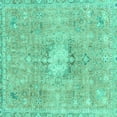 thumbnail image 1 of Ahgly Company Machine Washable Indoor Square Abstract Turquoise Blue Modern Area Rugs, 4' Square, 1 of 4