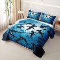 thumbnail image 3 of jejeloiu Deep Ocean Shark Twin Quilt Set,Silhouette Print Twin Coverlet Set For Boys,Blue Black,2pcs, 3 of 7