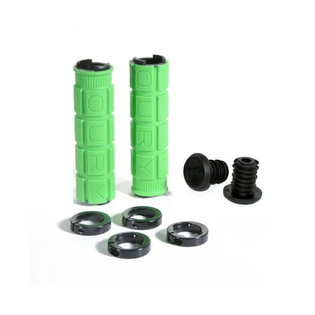 Oury Mountain Handlebar Lock On Bonus Grips Green Flat Riser Hybrid Fixed Bike