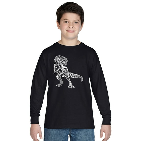 LA Pop Art Boy's Word Art Long Sleeve - Dino Pics