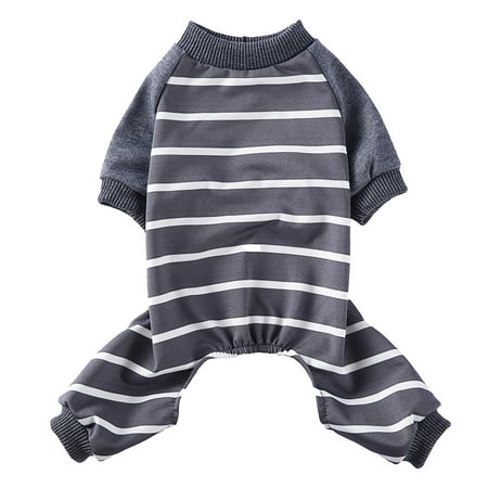 

Four Seasons Pet Clothes Warm Pajamas With Sleeves Cotton Soft And Comfortable Simple Stripe Colorblocking Designs