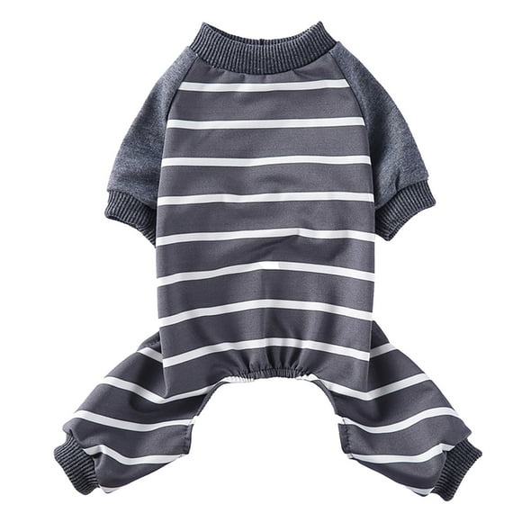 Vêtements pour Animaux Quatre Saisons Pyjamas Chauds avec Manches Coton Doux et Confortable Motifs Simples à Rayures en Blocs de Couleur