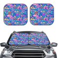 thumbnail image 2 of Xecao Colorful Mushrooms for Foldable Car Sun Shades (2-Pack) offer sun protection with an easy-fold design for convenient windshield shading., 2 of 7
