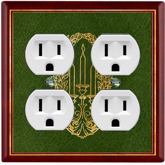 Metal Light Switch Plate Cover Elegant Gold Candle Frame Green FRA032