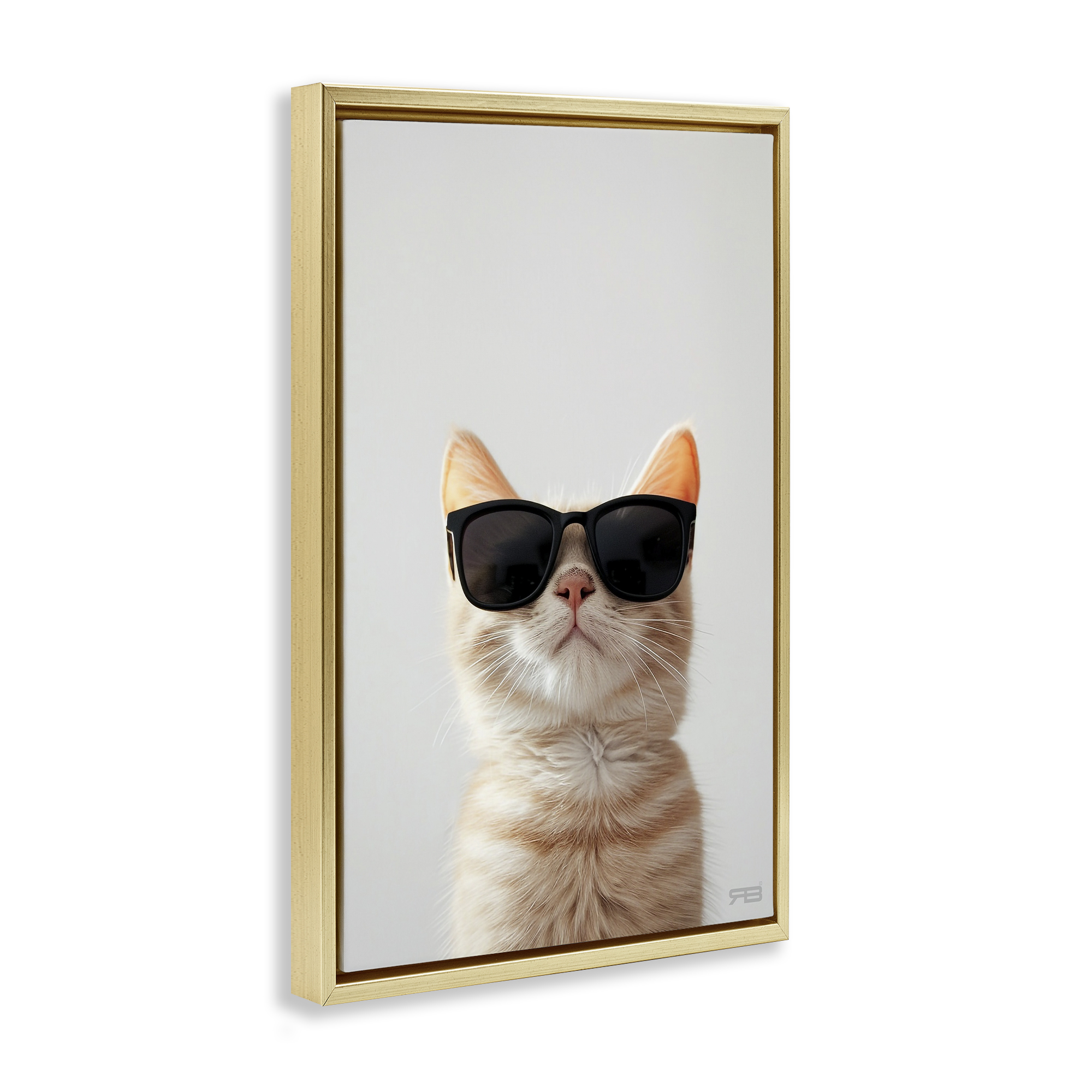 Stupell Industries Cool Sunglasses Cat Animals & Insects Painting Gold Floater Framed Canvas Art Print Wall Art, 21 x 31