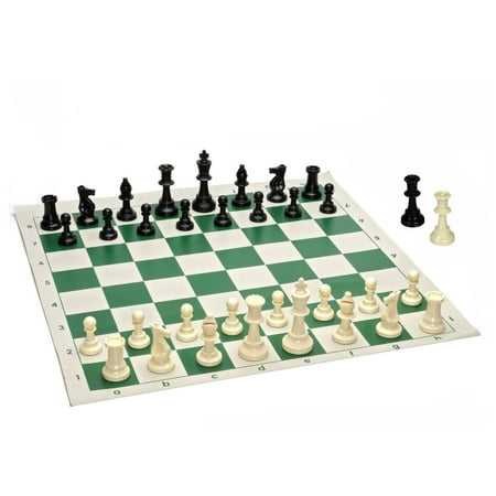 WE Games Best Value Tournament Chess Set - Filled Chess Pieces and Green