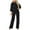 Black, variant on Mrat Womens Loose 3/4 Sleeve Jumpsuits Wide Leg Pant Romper Jumpsuit Business Casual One-Piece Outfits with Belted S-63 Black L