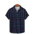 thumbnail image 2 of yillto Mens Plaid Shirts Short Sleeve Buttons down Tshirts Summer Casual Loose Beach Tee Tops S-3XL, 2 of 5