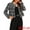Black White, variant on DARING DIVA Women's Crew Neck Cropped Plaid Tweed Blazer Jacket M Black White