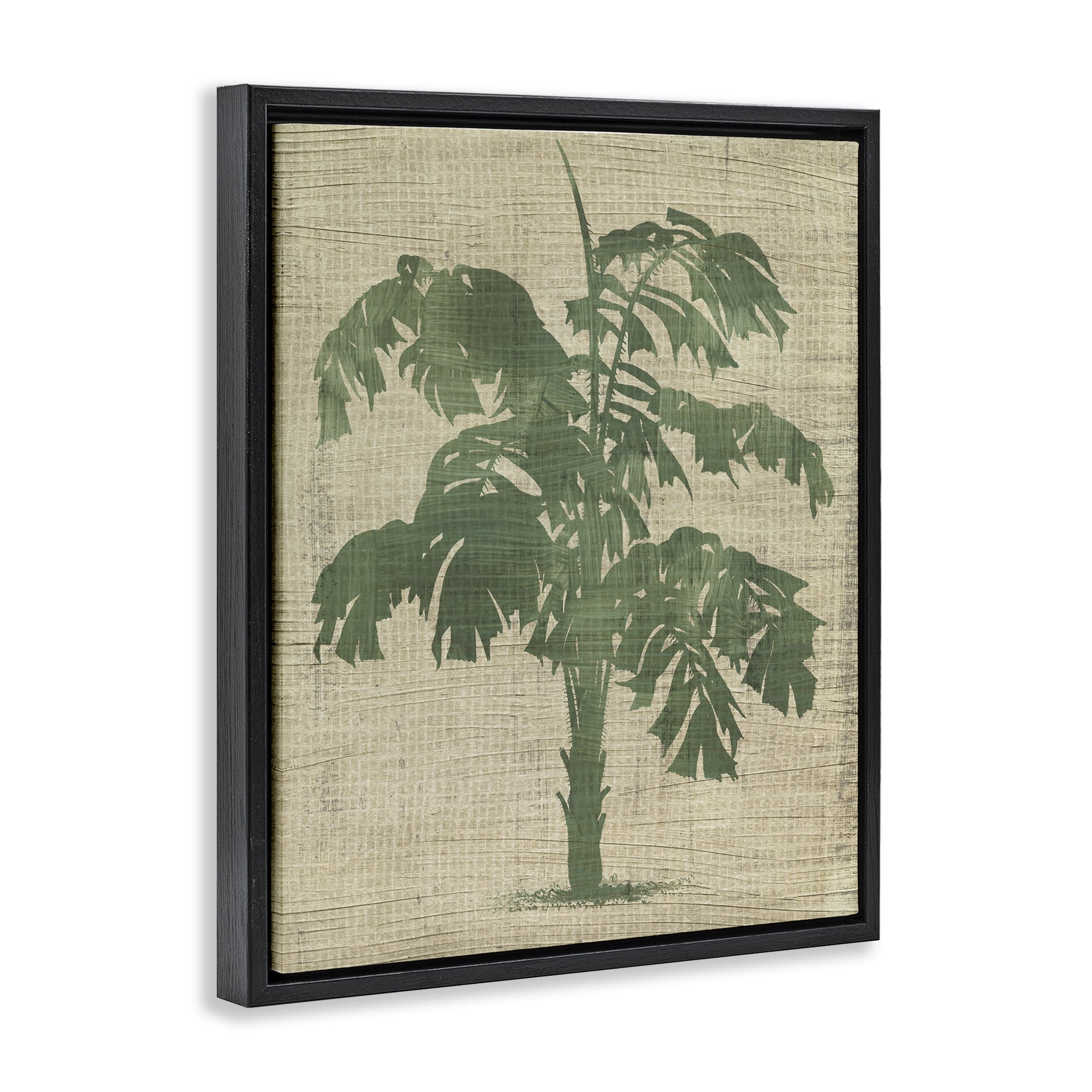 Stupell Industries Vintage Plant Silhouette Plants & Flowers Painting Black Floater Framed Canvas Art Print Wall Art, 25 x 31