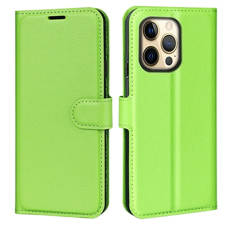 LBECLEY Funda Para Compatible with 13 Pro Mobile Mobile Max Pattern Cover Slot Phone Flip Holster Case Phone Suitable Pro Card Compitable with 13 Litchi Cell Phone Case Compatible with 13 Green