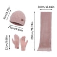 thumbnail image 3 of PMVFHDE Couples Winter Thickened Warm Scarf Hat Gloves Set Solid Color Ribbed Knit Wool Cap Neck Warmer Three-Piece Warm Set Beige, 3 of 5