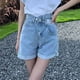 thumbnail image 1 of mfyjkho Pantalones Cortos Para Mujer, Shorts Vaqueros De Cintura Alta De Color Liso Para Mujer Pantalones Cortos Para Mujer M, 1 of 5