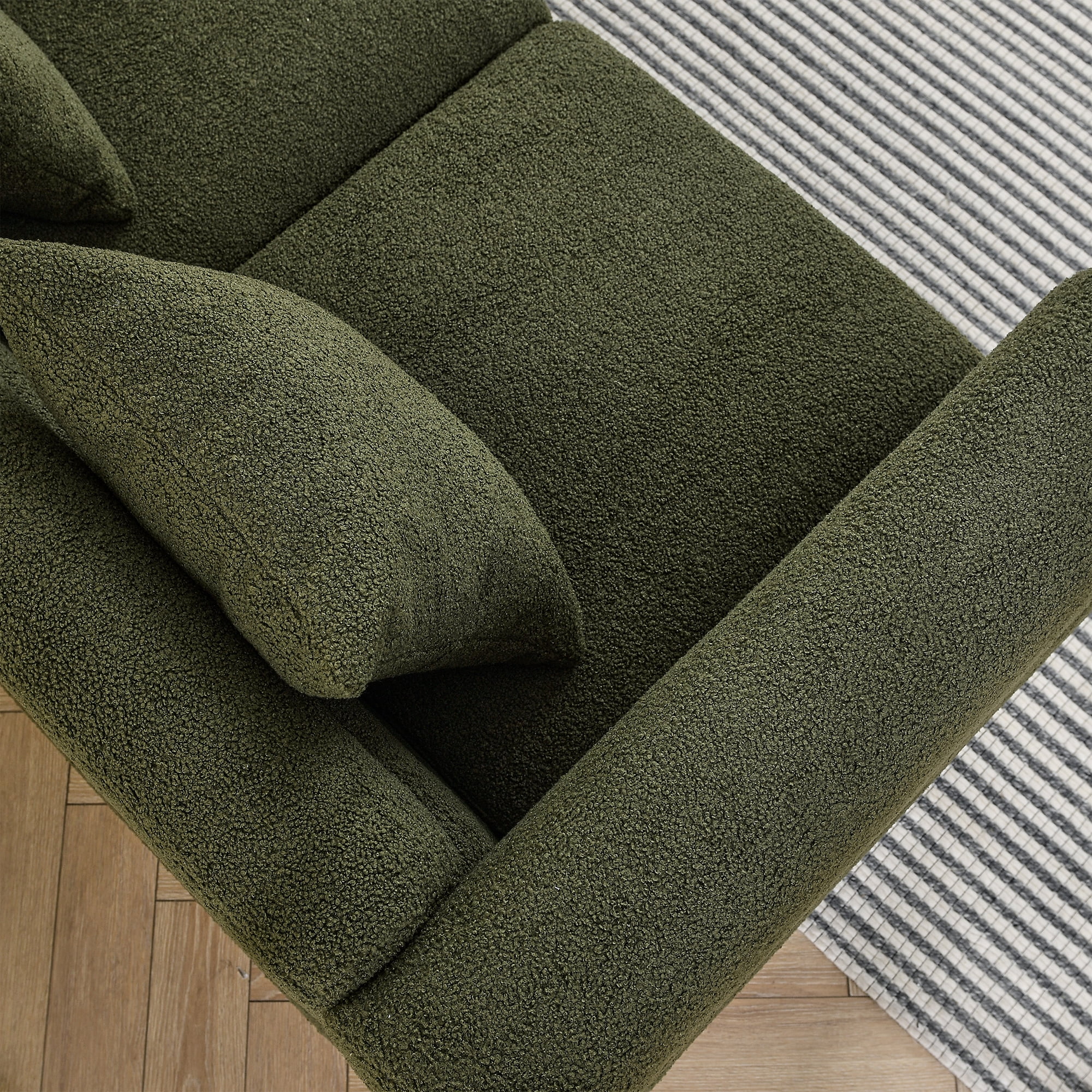 Kepooman 81" Loveseat 3 Seater Couch Sofa, Fabric Sectional Sofa with 3 Pillows, Upholstered Sofa for Bedroom, Office, Green Kepooman 81" Loveseat 3 Seater Couch Sofa, Fabric Sectional Sofa with 3 Pillows, Upholstered Sofa for Bedroom, Office, Green