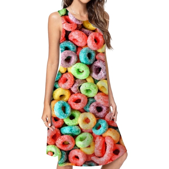 Fruit Loops Dress Loose Women'S Dress Beach Dresses With Pockets Dresses For Womens
