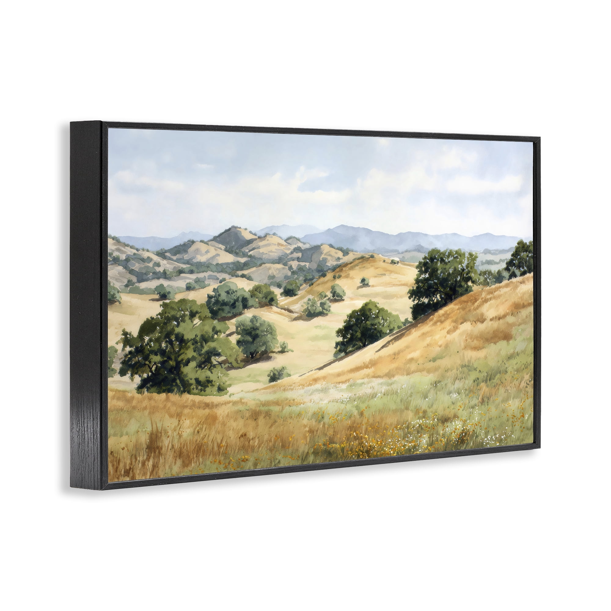 Stupell Industries Idyllic Mountains and Trees Black Framed Giclee Art, design by Petal Prints Design