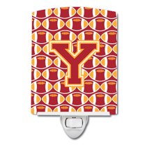 Caroline's Treasures CJ1070-YCNL Letter Y Football Cardinal and Gold Ceramic Night Light, 6x4x3", multicolor