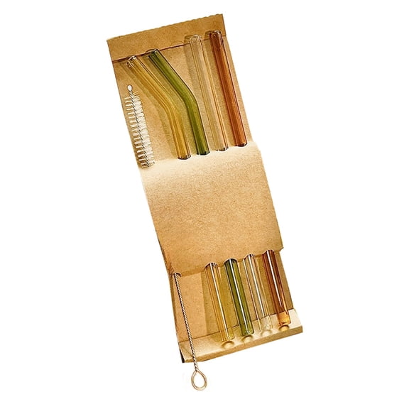Zeiyignr Reusable Glass Straws, Heat Resistant Drinking Straws for Smoothies, Milkshakes, Tea, Juice, Cocktails 4*Bend
