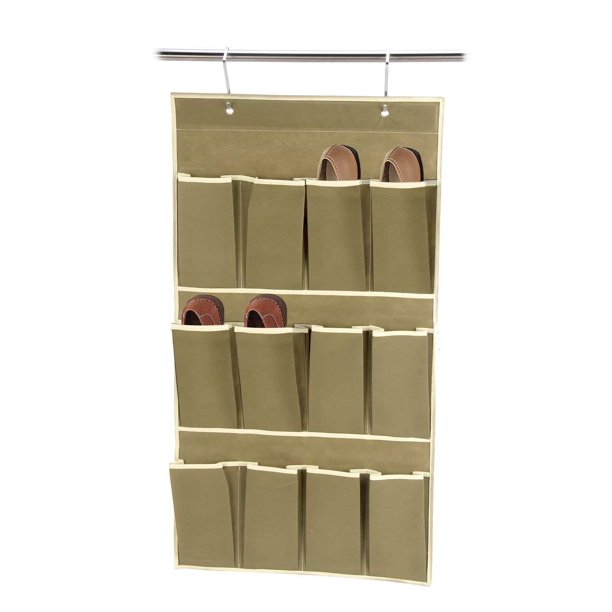 12 Pocket Over The Door Hanging Shoe Organizer, Beige