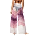 thumbnail image 3 of Betivan Women's Beach Pants Bohemian Chiffon Graphic Lightweight Sun Protection Wide Leg Trousers Sheer Breathable Summer Casual Daily Beach Vacation Pool, 3 of 8