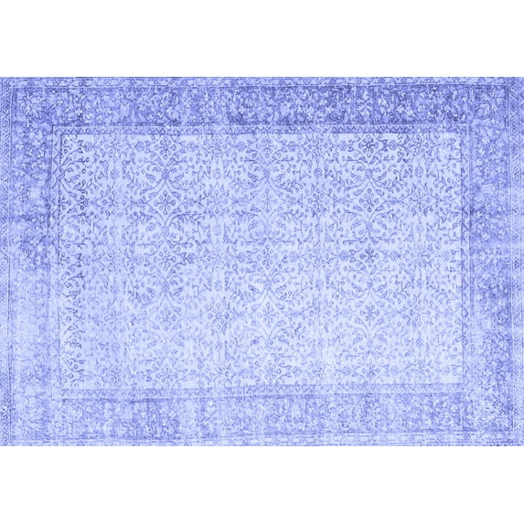 Ahgly Company Machine Washable Indoor Rectangle Abstract Blue Contemporary Area Rugs, 8' x 10'