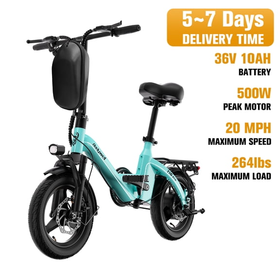 Bodywel T16Pro Electric Bike, Electric Bicycle with Peak 500W Motor, 14" Foldable Ebike, 36V 10Ah Battery, 20 Miles, Mini E Bikes for Adults, UL2849