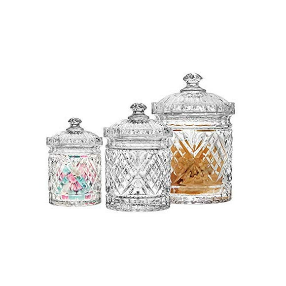 godinger canister Set, Conserves en Cristal Pots de Stockage de Nourriture - collection Dublin, Lot de 3