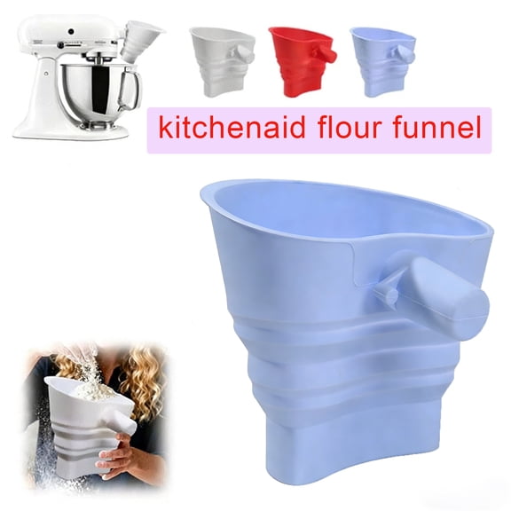 Flour Funnel for Kitchenaid Stand Mixer,Foldable Silicone Funnel,Non-Stick,Dishwasher Safe,Ideal for Flour and Dry Ingredient Transfer,Heat-Resistant and Easy to Store
