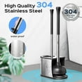 thumbnail image 3 of Toilet Plunger and Brush Set: 2 in 1 Stainless Steel Rustproof Combo with Deep Cleaning Curved Bristles - Heavy Duty Toilet Unclogging for Family Bathroom - Compact Apartment Accessories, 3 of 8