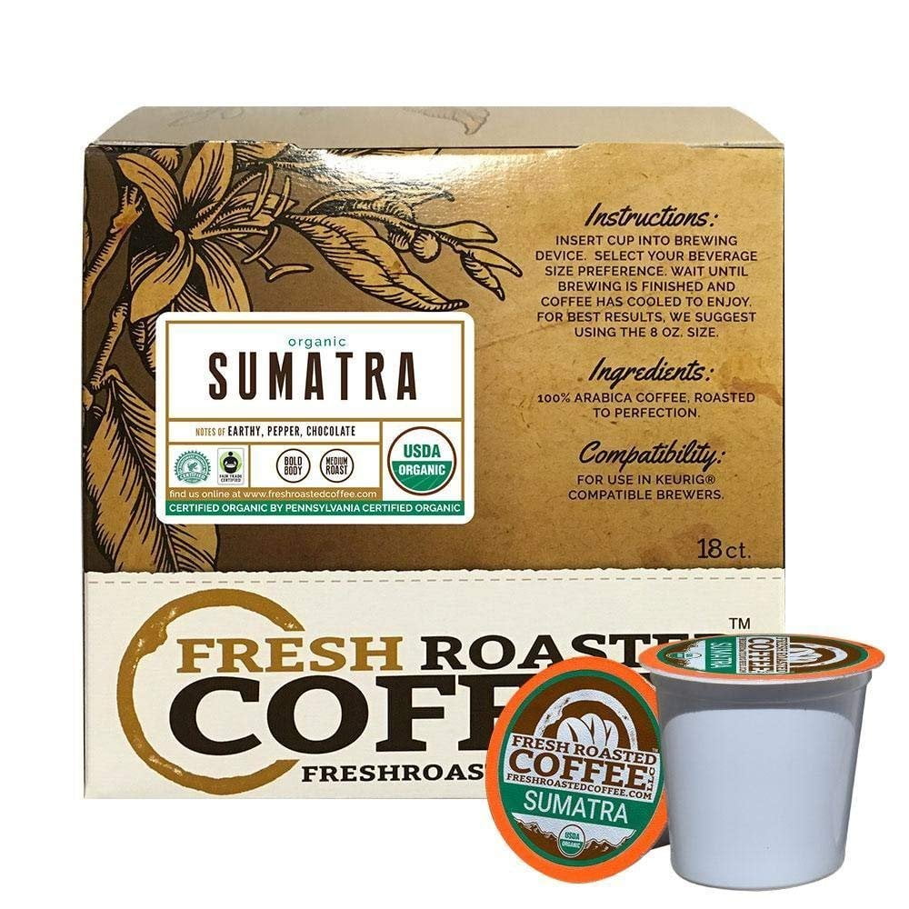 Fresh Roasted Coffee LLC, Organic Sumatra Coffee Pods, Medium Roast