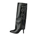 thumbnail image 4 of Mostsola Fold Over Knee High Boots Women Fashion Pointy Toe Stiletto Zip up Buckle Strap Heels, 4 of 9