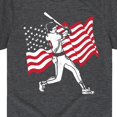 thumbnail image 3 of Instant Message - Baseball Player American Flag - Toddler & Youth Short Sleeve  T-Shirt, 3 of 6