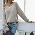 thumbnail image 5 of LYXSSBYX Women Fall Sweaters for Women 2022 Hot Sale Clearance Women's Hedging O-Neck Loose Solid Color Temperament Long Sleeve Strapless Sexy Knitting Tops Sweater, 5 of 9
