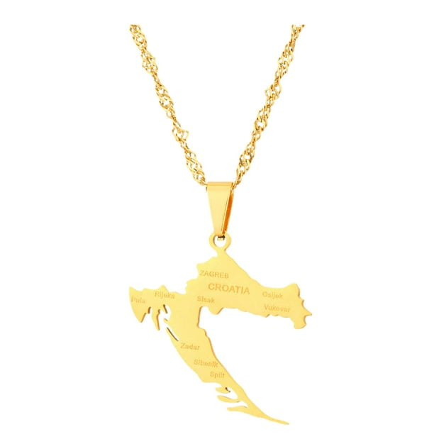 Collar con colgante Sonducket mapa de Croacia Acero inoxidable oro