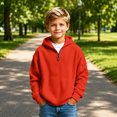 thumbnail image 7 of Hoodies for Boys Quarter Zip Waffle Knit Pullover Hooded Sweatshirt Tops,Kids Zip Long Sleeve Hoodie,Teen Boy Fashion Fall Winter Casual Sweatshirts,Back to School Clothes,Red,L, 7 of 7
