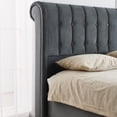 thumbnail image 5 of Full size Regal Chesterfield-Style Tufted Sleigh Bed with Textured Upholstery and Dark Wood-Effect Feet - No Box Spring Required ,Grey, 5 of 7
