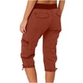 thumbnail image 4 of HAPIMO Workwear Capri Pants with Pcoket for Women Retro Solid Color High Rise Trousers Trendy Clothes Leisure Relaxed Wine XL, 4 of 6