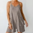thumbnail image 6 of Lightweight Romper Shorts Womens Adjustable Spaghetti Strap Jumpsuits Pockets Sleeveless Casual Summer Outfits (XL, Khaki), 6 of 8