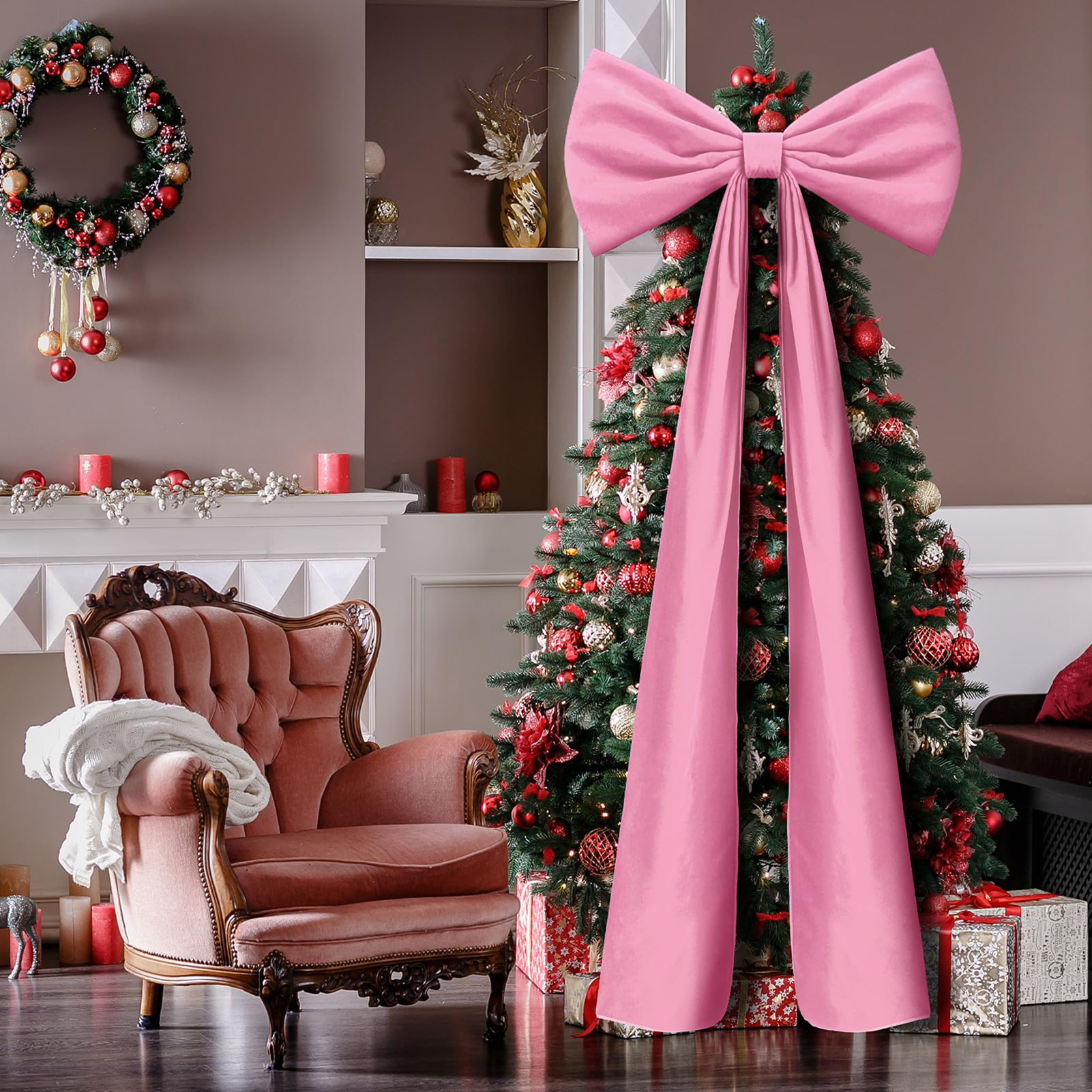 Dserfhy 71 Inches Christmas Extra Large Velvet Bow Giant Xmas Tree Toppers Bows for Home Wreath Wall Backdrop Birthday Wedding Party Decoration