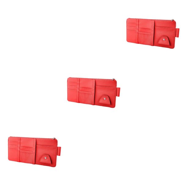 Kenally Bolsa para parasol de coche, bolsa con cremallera para anteojos, RV, remolque, boletos, llave, estuche de almacenamiento para teléfono móvil, Rojo 3piezas Kenally CBP227290