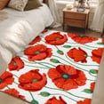 thumbnail image 4 of 3'x5' Rug for Living Room Bedroom, Red Flowers Washable Area Rugs Non-Slip Carpet Mats, Spring Floral Watercolor Botanical Indoor Low Pile Area Rug Runner for Kitchen, Mudroom, 4 of 8
