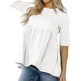 thumbnail image 3 of Women Summer T Shirt Short Sleeve Round Neck Casual Loose Top, 3 of 4