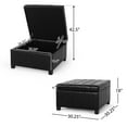 thumbnail image 3 of Noble House Rosalla Faux Leather Storage Ottoman, Midnight Black, Dark Brown, 3 of 13