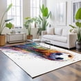 thumbnail image 4 of Rainbow Soccer 4x6ft Non Slip Area Rug Abstract Paint Trails Artistic Multicolor Fluid Art Ball Washable&nbsp;Soft Area Rugs for Living Room, Indoor&nbsp;Circle Carpet for Bedroom Dining Room Kitchen, 4 of 9