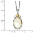 thumbnail image 3 of Auriga 925 Sterling Silver with 14K Accent Floral Oval Mother Of Pearl Necklace for Women 18", 3 of 5