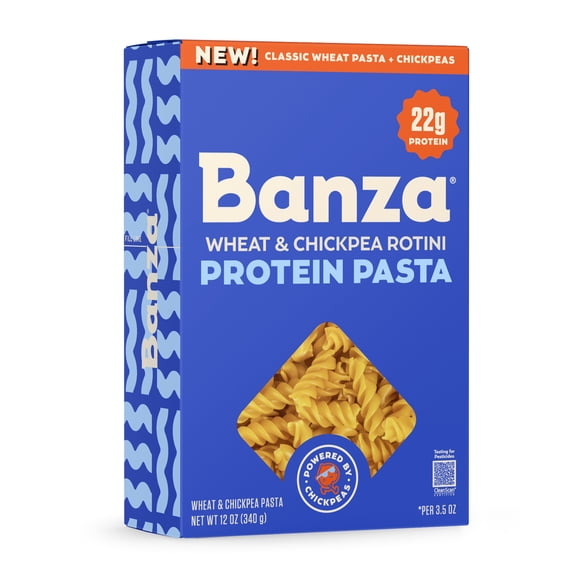 Banza Wheat Protein Rotini Pasta – 22g Protein per Serving, No-Compromises Taste & Texture, Powered by Chickpeas, 12oz