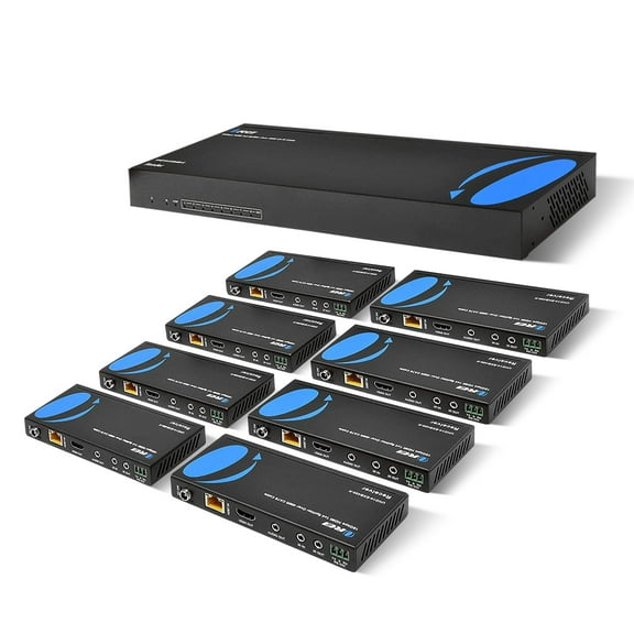 OREI 1x8 HDMI Extender Splitter 18Gbps HDBaseT Multiple Over Single Cable CAT6/7 HDR - Up to 400 Ft (UHD18-EXB400-K)