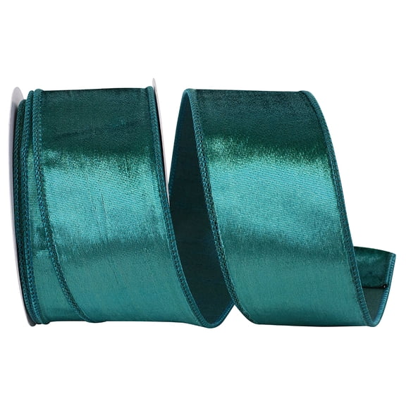 Reliant Ribbon - 92898W-916-40F, Designer Plush Velvet Elite Wire Edge Ribbon, Teal, 2-1/2 Inch, 10 Yards