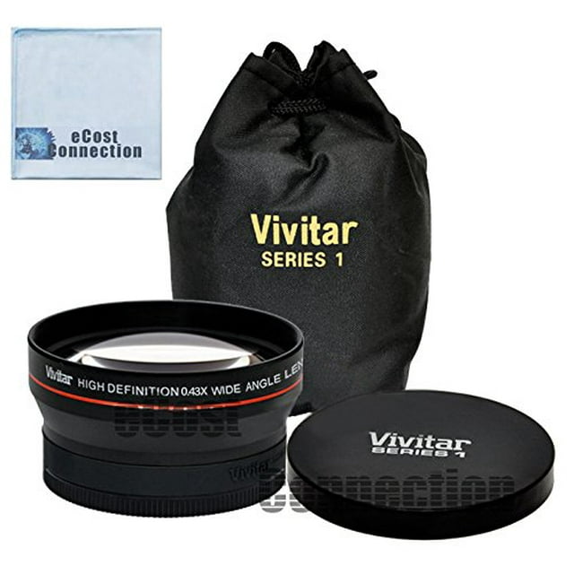 Vivitar Pro Series 62mm 0.43x Wide Angle High Definition Lens For All cameras + eCostConnection Microfiber Cloth